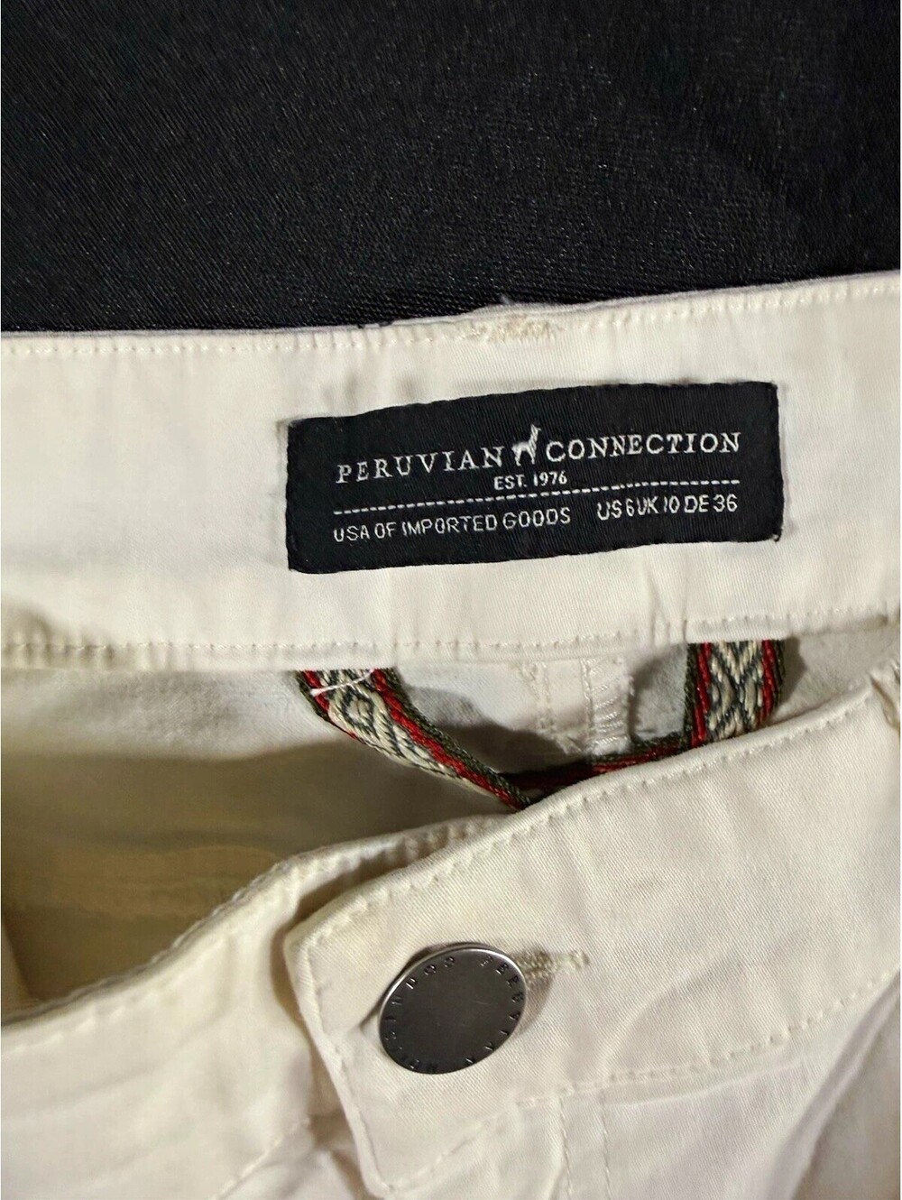 Peruvian Connection White Slim Skinny Ankle Pants Cotton